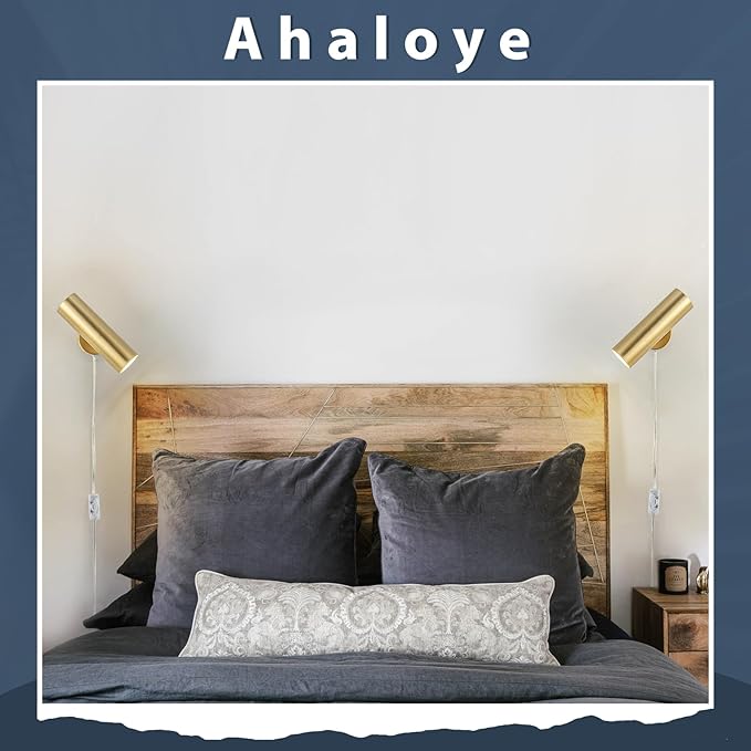 Ahaloye Gold Plug in Wall Sconce, Modern Swing Arms Wall Lamp - Image 4