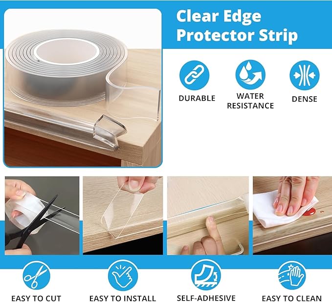 Furniture Edge Guards | 12ft Protective Clear PVC Cushion | Baby Child Proofing - Image 3