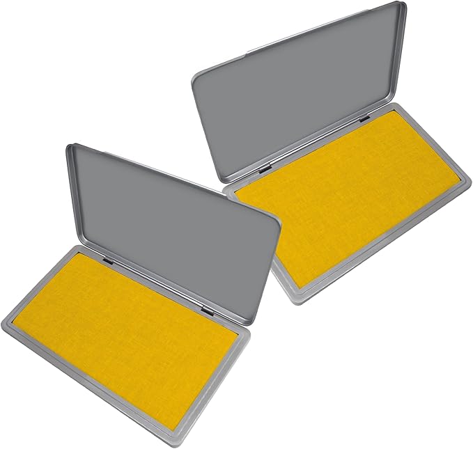 2 Pack Metal Case Stamp Pad Large Size, Dark Yellow Color by ZIGEL