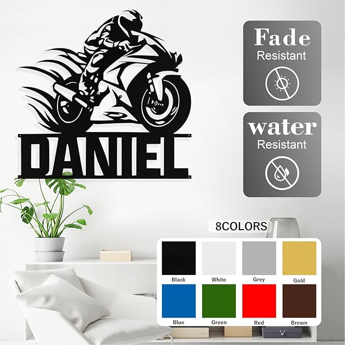 Custom Motorcycle Metal Signs Personalized Dirt Biker Name Sign Custom Garage - Image 4