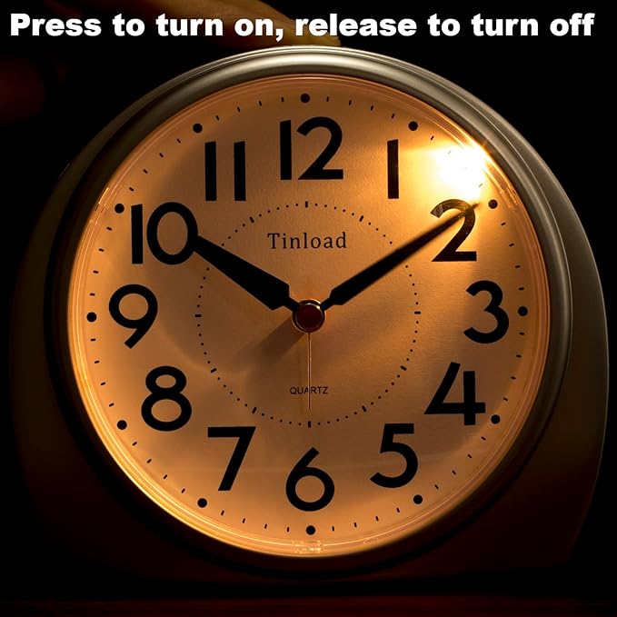 Tinload 5.5" Large Analog Alarm Clock Silent Non Ticking, Gentle Wake, Beep - Image 6