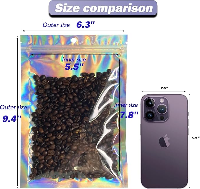 6x9 inch Holographic Bags with Party Favor Mylar Bags Coffee Storage - Image 2