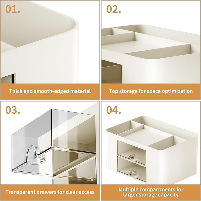 Marbrasse Pen Organizer with 2 Drawer, Desk Organizers and Accessories with 5 - Image 6