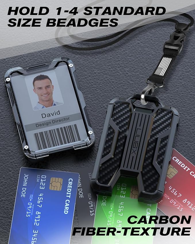 LIUGX Badge Holder with Heavy Duty Breakaway Lanyard, Carbon Fiber-Texture - Image 5
