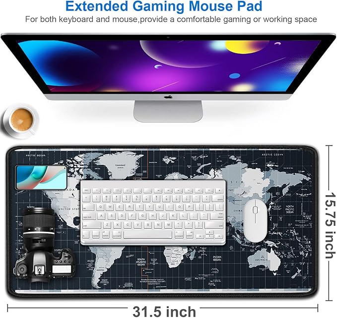 Large Gaming Mouse Pad with Stitched Edges, 31.5x15.7 in Extended Computer - Image 2