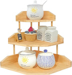 HYNAWIN Bamboo Corner Desk Organizer Shelf, 3-Tier Triangle Storage Rack - Image 3