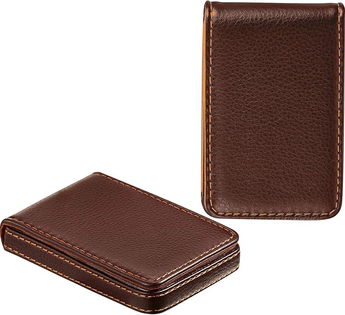 Outus 2 Pieces Business Card Holder, PU Leather Business Card Case Pocket Wallet - Image 4