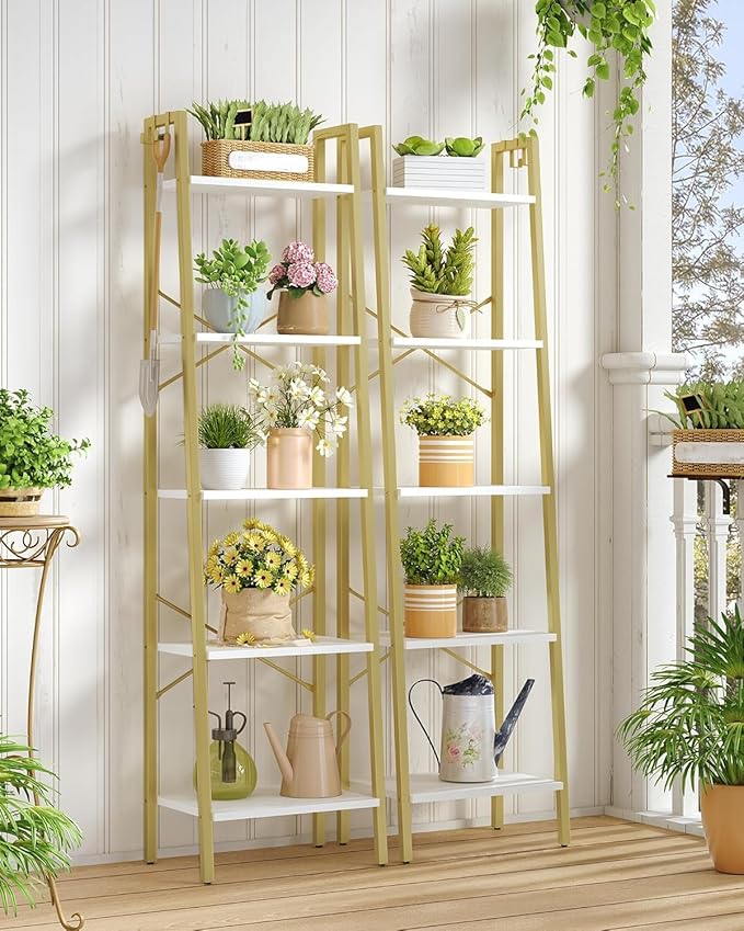 Hzuaneri Ladder Shelf, Bookshelf Bookcase, Freestanding Corner Storage Shelve - Image 8