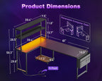 ODK 61" L Shaped Gaming Computer Desk with Shelves, LED & Outlets, Black | Headset hook. Storage bag. Shelves for books & supplies. LED for gaming nights. Reversible. Room for multiple monitors.