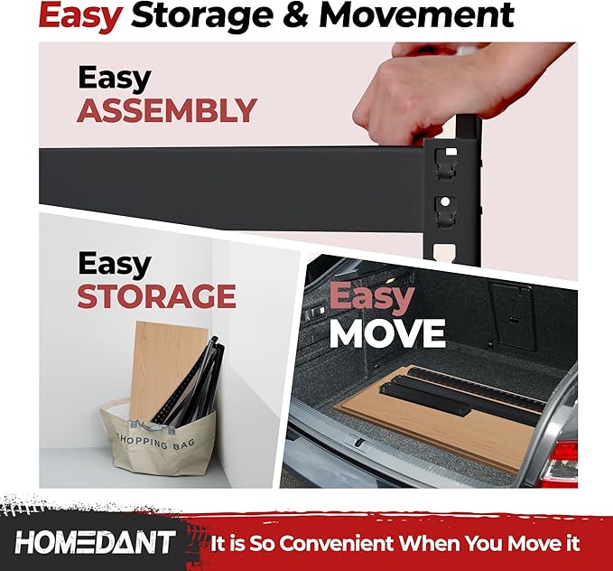 HOMEDANT 47.7" W Deep 5 Tier Heavy Duty Garage Shelving Adjustable Metal Rack - Image 7