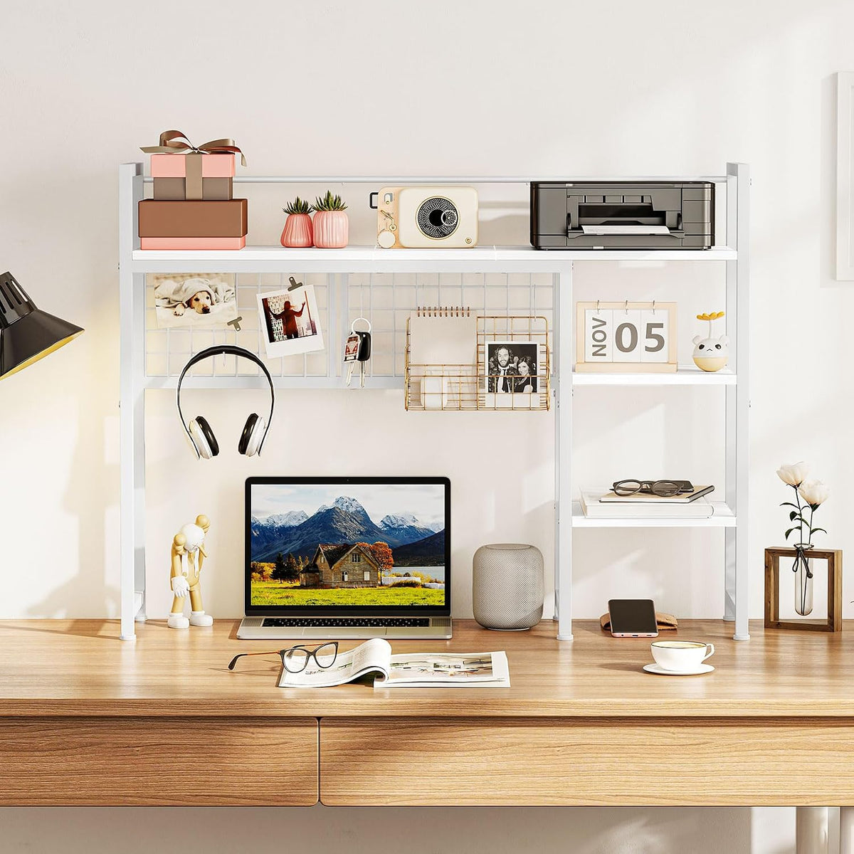 Snughome Desk Shelf, 38.6" Desktop Organizer Shelf, Desk Hutch for Compu...