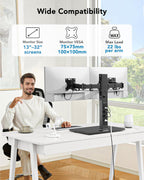 huanuo dual monitor mount with power outlet, computer shown in use