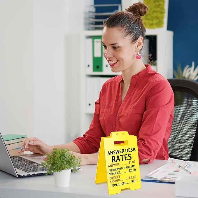 Smilelife Funny Office Cubicle Decor Answer Desk Rates Desk Sign Team Office - Image 5