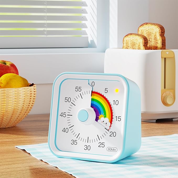 Visual Timer for Kids with Pause Function, Cute Silent Timer with Rainbow for - Image 4