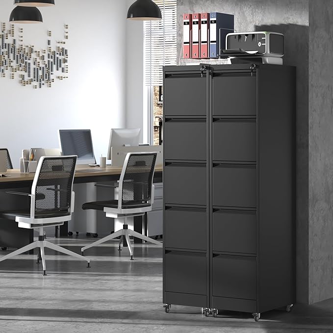 IKIMI 5 Drawer Locking File Cabinet - Image 8