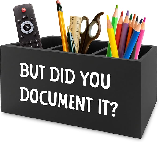 XPH Funny But Did You Document It Black Pen Pencil Holder Organizer by XPH