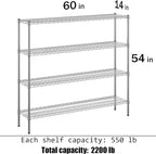 Regal Altair 14" Deep x 60" Wide x 54" Height Wire Shelving Kit | 4-Tier | NSF - Image 3