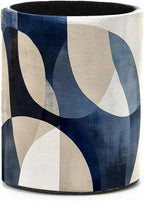 Leather Pen Holder for Desk, Abstract Geometric Blue Brown Print Pencil Cup by Unknown