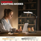honeywell hwt-h4 led desk lamp, eye-caring, dimmable, auto shown in use