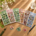 Flower Stickers 576+ PCS Vintage Floral PET with Metal Tweezer | Transparent PET, Waterproof, 36 Sheets Floral Designs, Pre-Cut, Scrapbook Decorations For Scrapbooks & Collage Journals