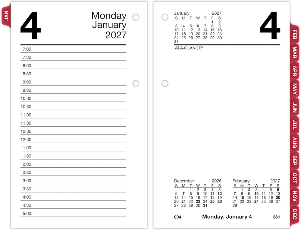 AT-A-GLANCE 2027 Desk Calendar Refill, Daily Desk Pad Refill, 3.5" x 6", Standard, Loose-Leaf (E717T5027)