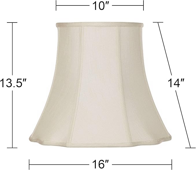 Creme Large Bell Cut Corner Lamp Shade 10" Top x 16" Bottom x 14" Slant x 13.5" - Image 4