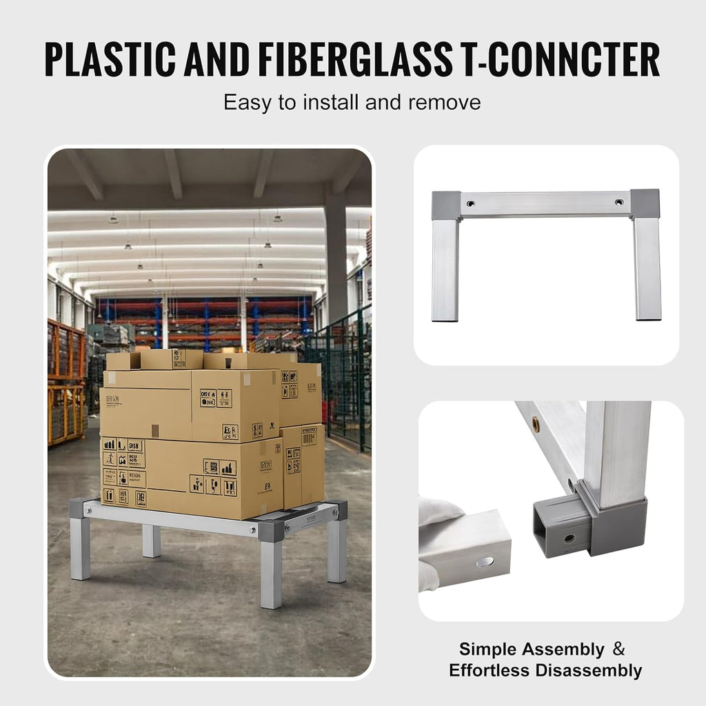 vevor aluminum dunnage rack, 24” x 14” commercial, side view