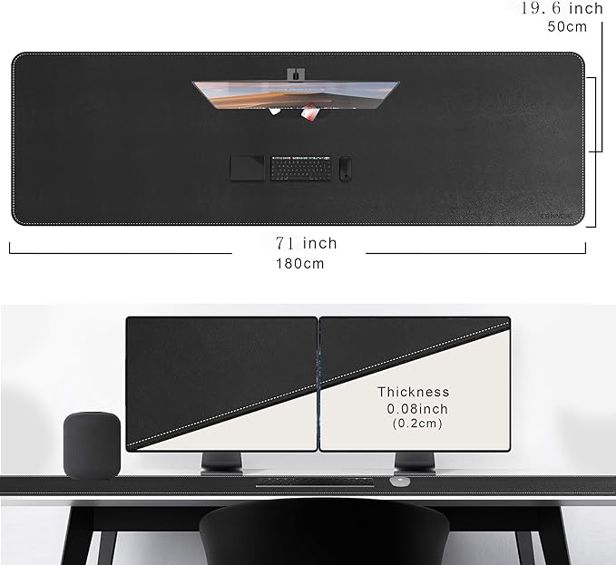 CENNBIE Leather Desk Mat Large, Extended Non-Slip Mouse Pad, Waterproof PU - Image 2