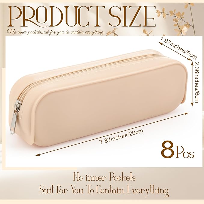 Feifeiya 8 Pcs Silicone Pencil Case Pen Zipper Pouch Bags Aesthetic Back to - Image 2