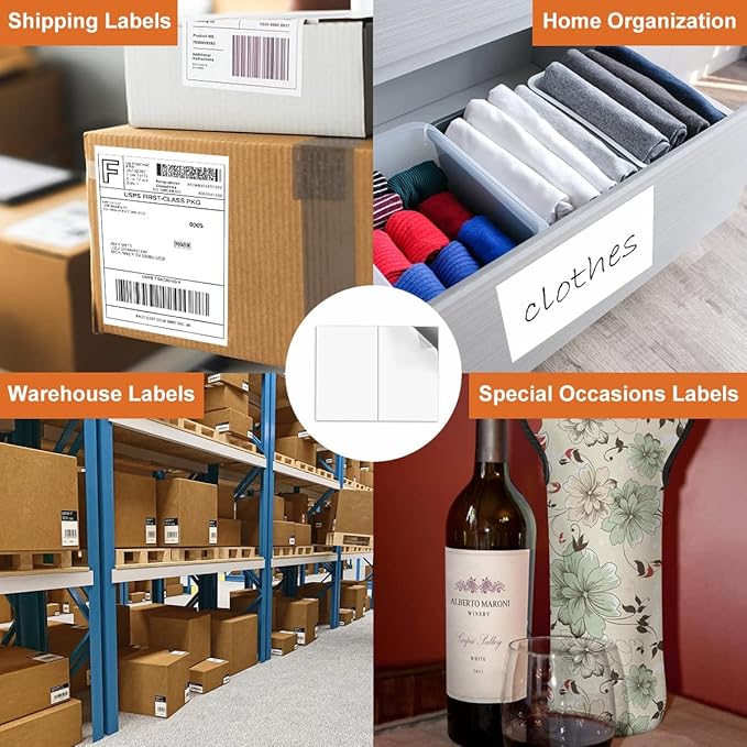 BESTEASY 200 Half Sheet Self Adhesive Shipping Labels, Laser/Ink Jet White - Image 7