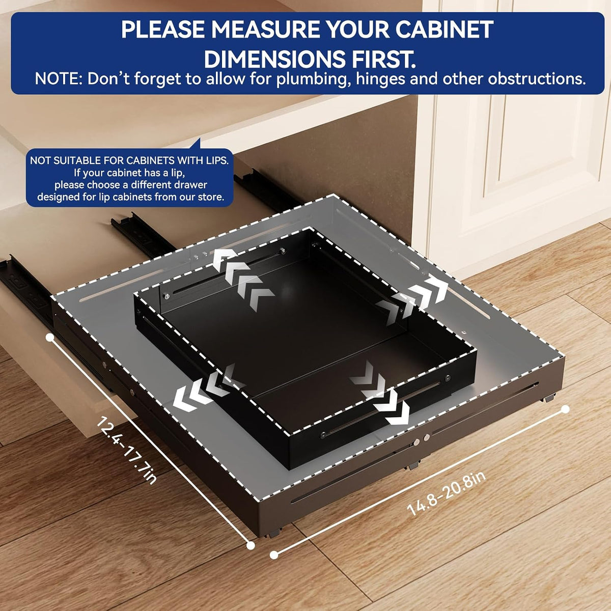 Pull out Cabinet Organizer, Full Metal Expandable Width (14.8"-20.8&quot...