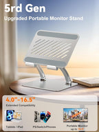 tounee Tablet Holder Stand, Dual Rod Adjustable Aluminum Desktop Stand - Image 2