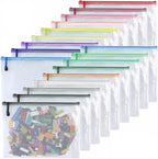 Oaimyy-18 Pcs, Large Mesh Zipper Pouch Document Folders Bag Plastic Zip File by Oaimyy