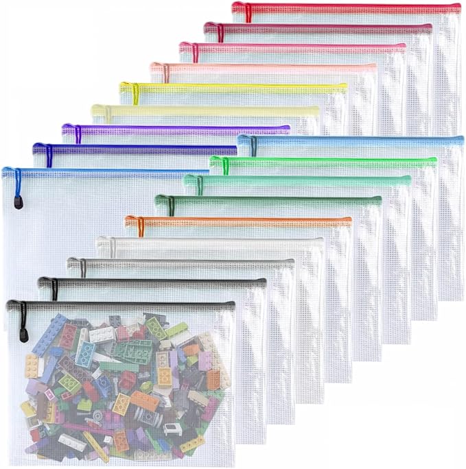 Oaimyy-18 Pcs, Large Mesh Zipper Pouch Document Folders Bag Plastic Zip File by Oaimyy