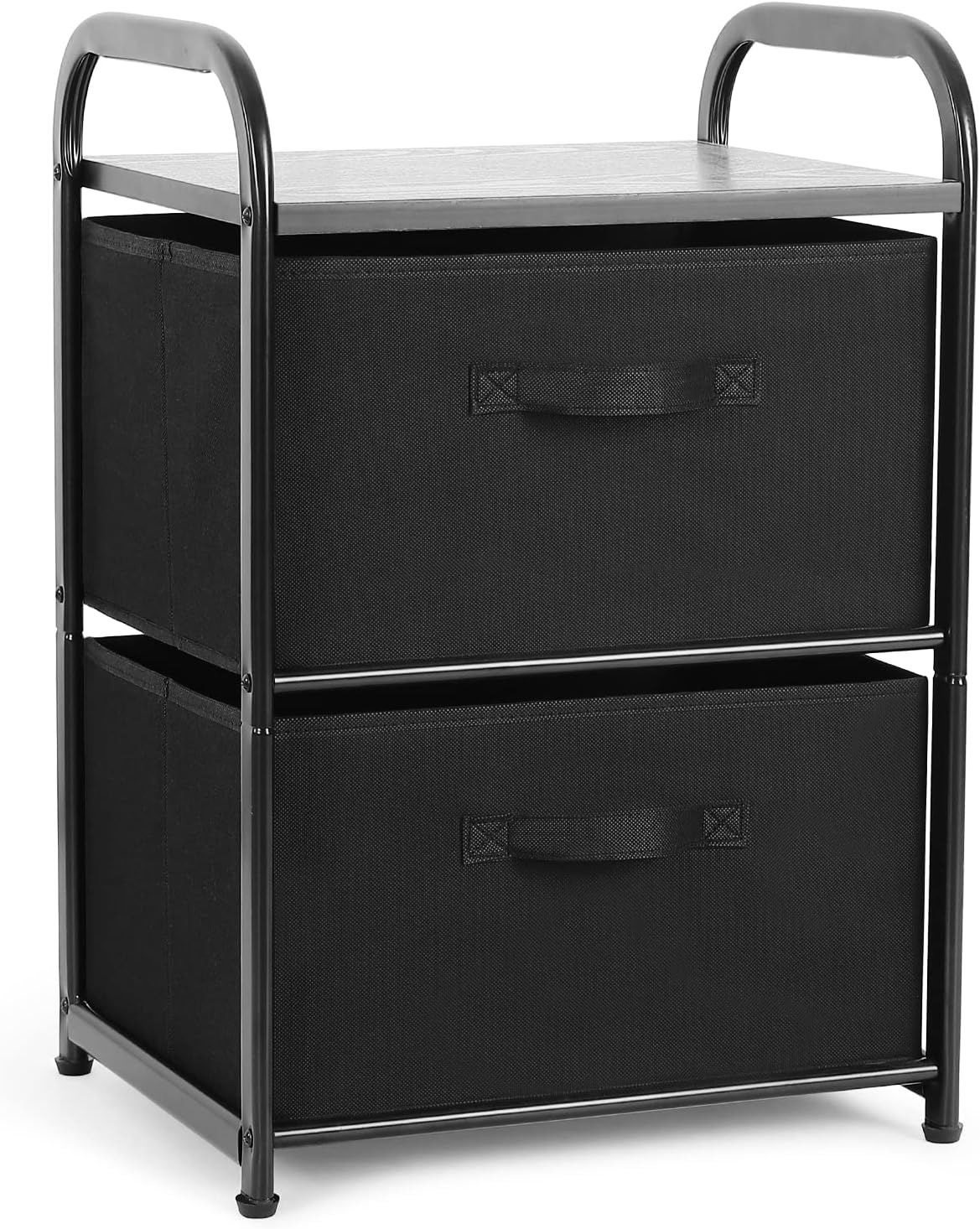 MAX Houser 2 Drawer Wide Fabric Dresser Storage Organizer Unit, Black