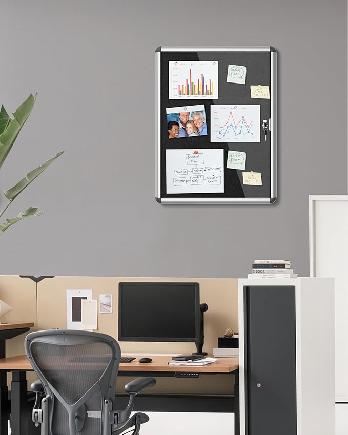 Mifuro 26"x20" Enclosed Bulletin Board, Lockable Weather-Resistant Aluminum - Image 2