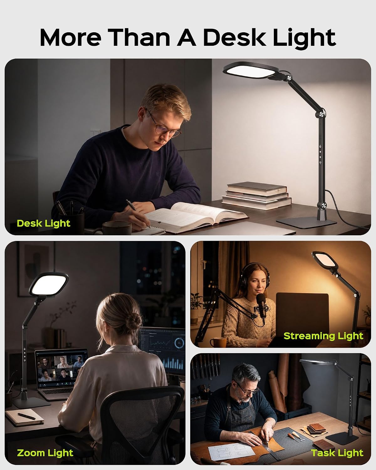 led desk lamps for home office, 18w bright, front angle view