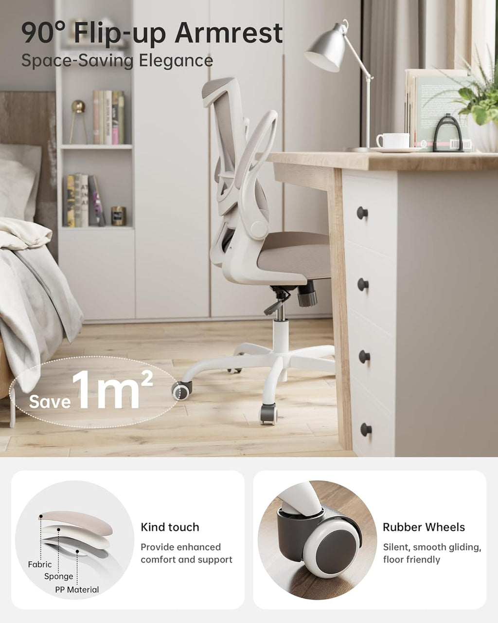 muxx.stil office chair, ergonomic desk chair with adjustable, close-up detail