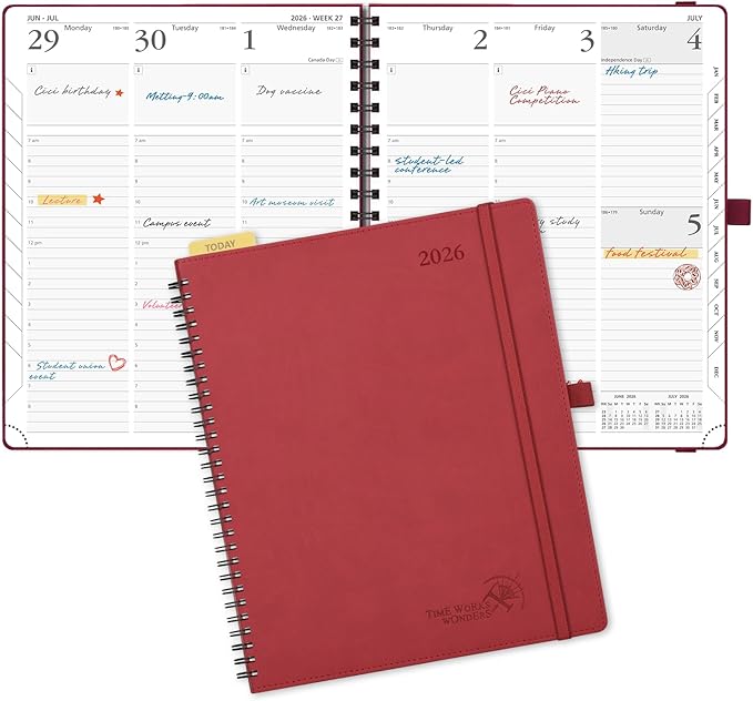 POPRUN 2026 Planner with Hourly Schedule, Vertical Layout by POPRUN