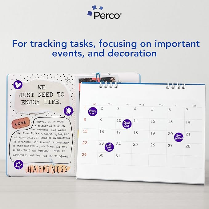 Perco Purple 1-Inch Perforated Circle Dot Sticker Labels — 10 Rolls, 000 Round - Image 3