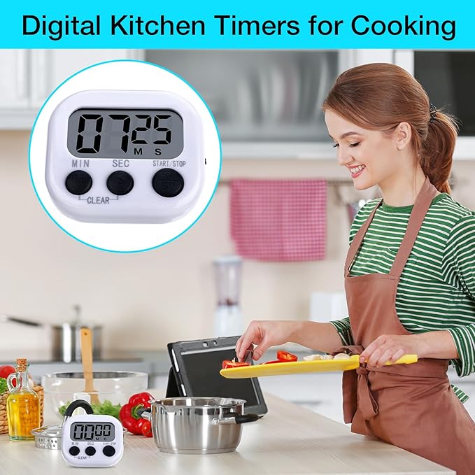 Leumoi 24 Pcs Digital Kitchen Timers Magnetic Back Timers Bulk Large Screen - Image 4