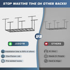 3x6ft overhead garage storage rack 450lbs capacity, 26"-40" showing dimensions