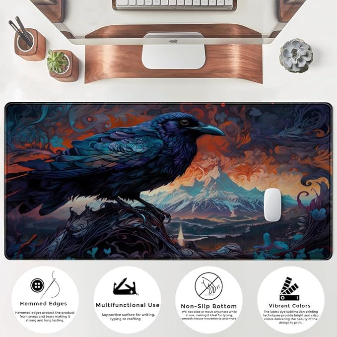 Magic Crow Desk Mat Gaming Misty Fores Mouse Pad Playmat, Large Gaming Mousepad - Image 5