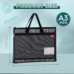 Pendancy Mesh Zipper Pouch A3 Size, Large Double Pocket Lightweight Nylon - Image 2