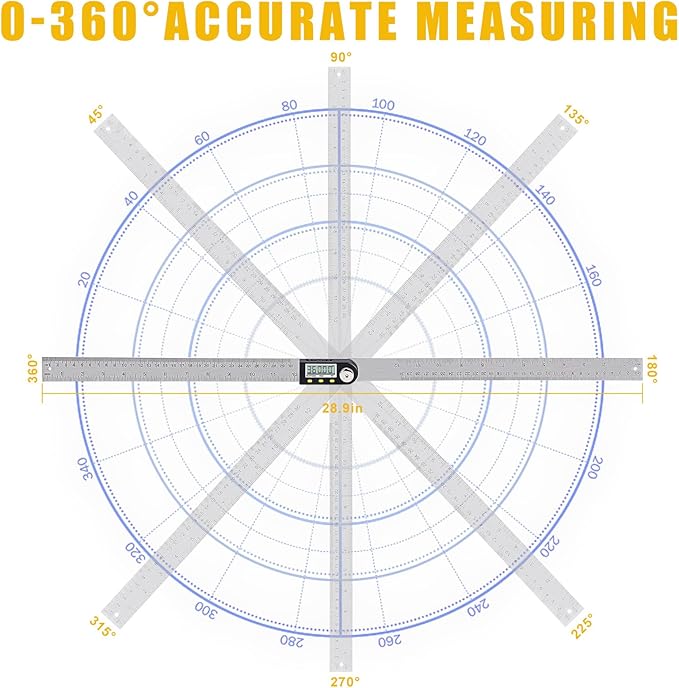 Delgada 12 inch/300mm Digital Angle Finder Tool Stainless Steel Digital - Image 3