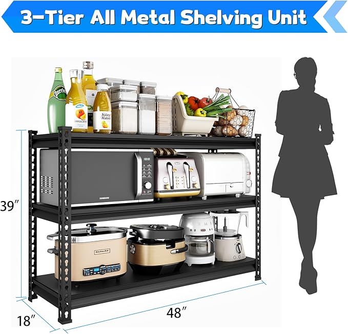 SDXYSTCE 48" W Garage Shelving Heavy Duty, 1500LBS Loads Adjustable Garage - Image 3