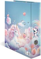 HERMA A4 Lever Arch File Happy Unicorn, 70mm Spine, Heavy Duty Folder with Animal Motif, Glossy Finish & Inner Print, Kids Ring Binder, Archiving Folder & Storage File Organizer