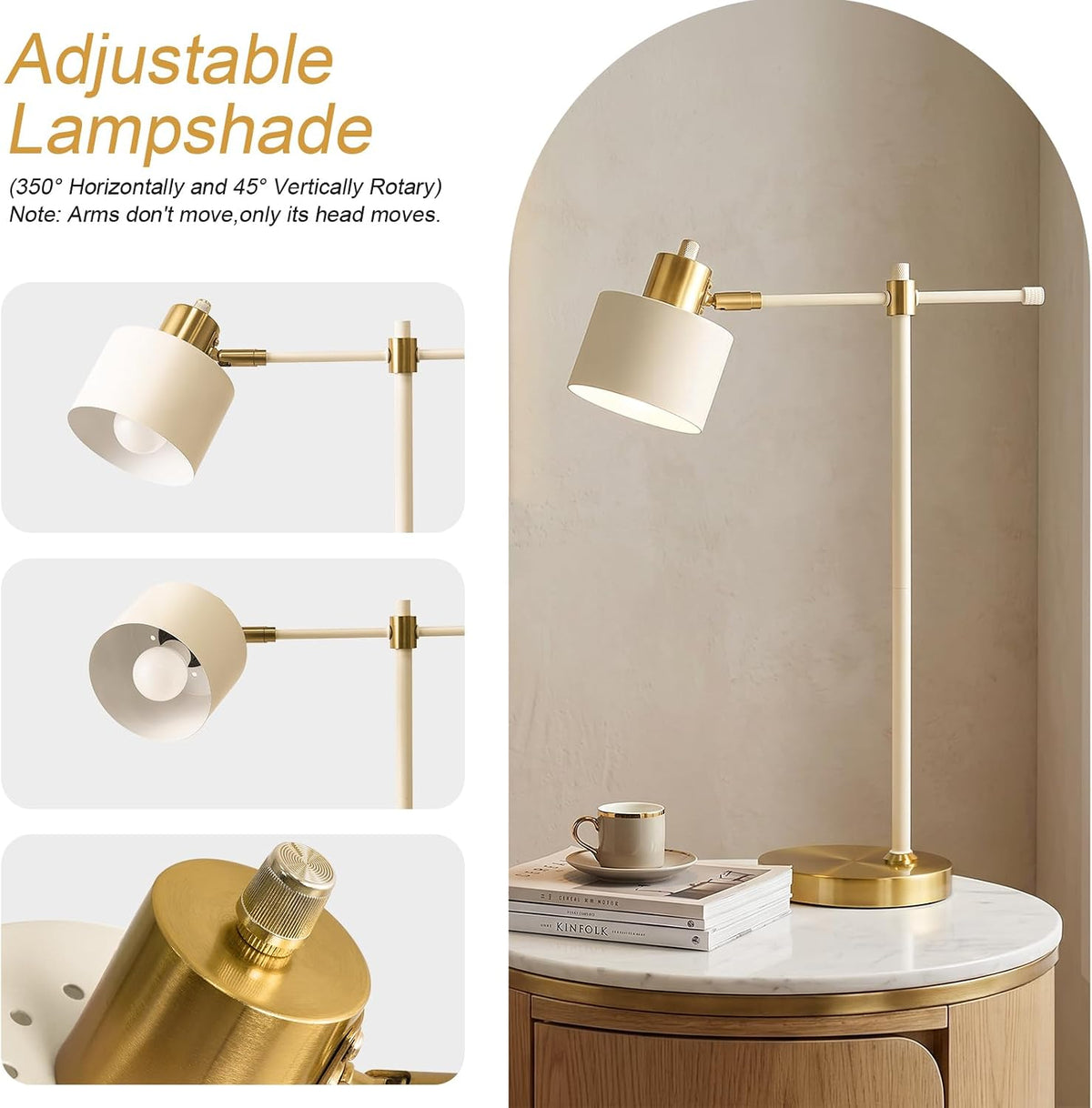 oyears 22.2" modern desk lamp, metal table lamp shown in use
