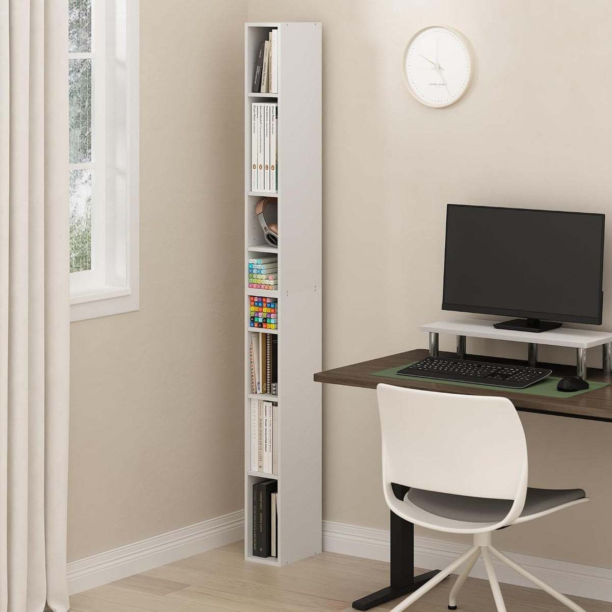 Furinno Fulda Book Shelf, 8-Tier Bookshelf, Bookcase with Space Saving Storag...