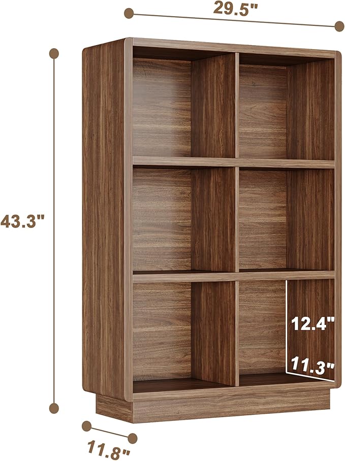 ChooChoo 3-Tier Bookshelf, 6 Cube Storage Organizer, Wooden Bookcase - Image 3